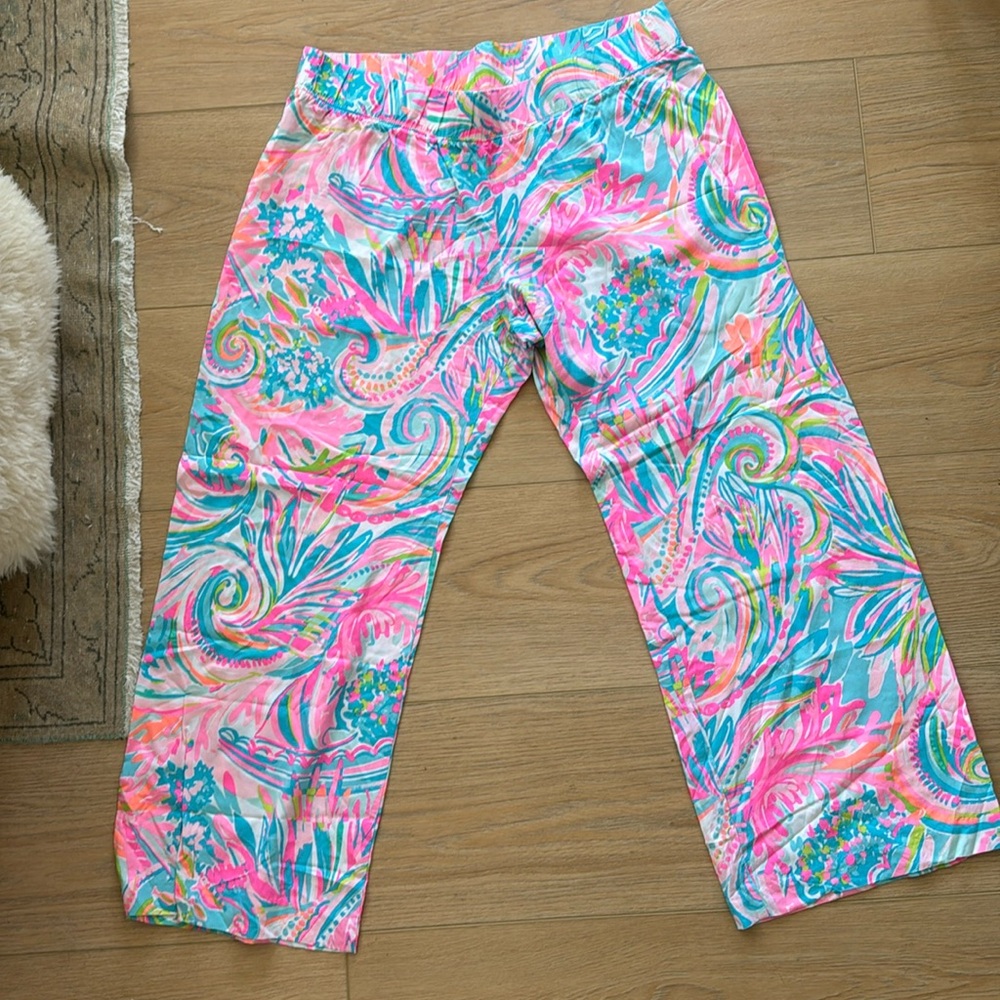 Lilly Pulitzer Bal Harbour Mid-Rise Palazzo Pant Carnival Coral Size XL